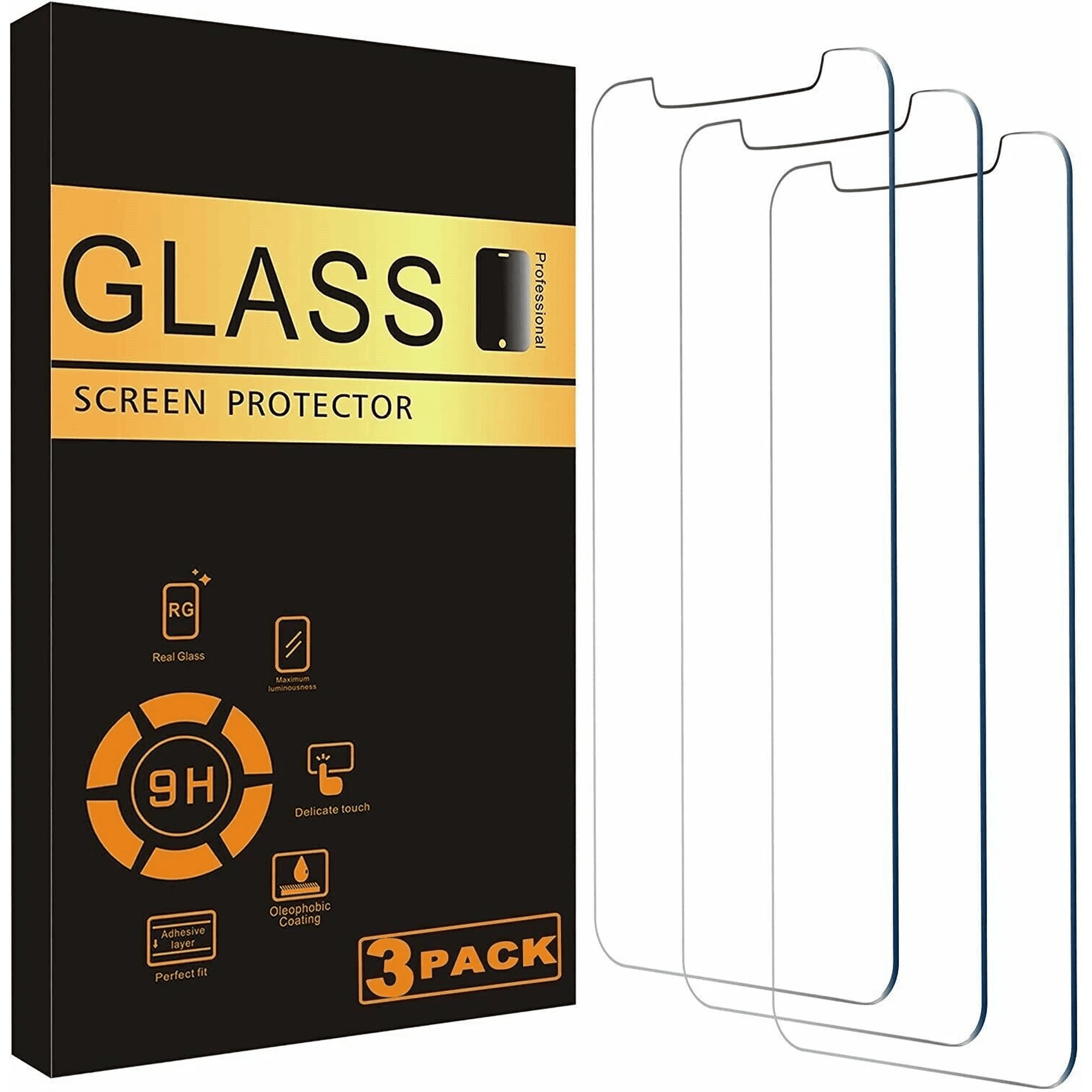 3-Pack for ( iPhone 12 Pro Max ) Tempered Glass Screen Protector, 9H Hardness, Anti-Scratch, Double Shatterproof