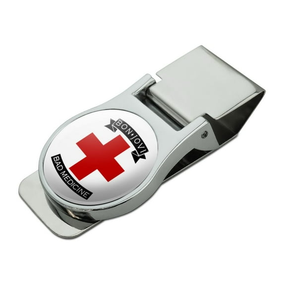 Bon Jovi Bad Medicine Satin Chrome Plated Metal Money Clip