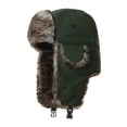 thumbnail image 2 of Unisex Men Women Russian Hat Trapper Bomber Warm Ear Flaps Winter Ski Hat Cap Headwear,Dark Green, 2 of 3