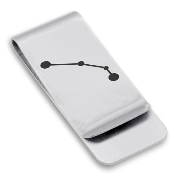 Stainless Steel Aries (Ram) Astrology Constellation Classic Slim Money Clip Credit Card Holder