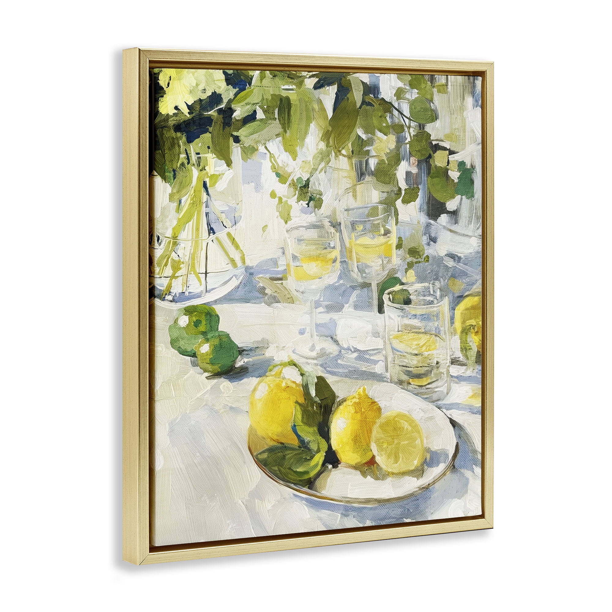Stupell Industries Meringue Lemons Table Spread Gold Framed Floater Canvas Wall Art, design by Annabelle Hall