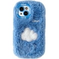 thumbnail image 7 of Fluffy Fuzzy Furry Warm Plush Cute Cloud Pattern Compatible with iPhone Case (White,iPhone 15 Pro), 7 of 7