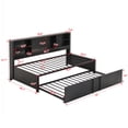 thumbnail image 7 of Twin Size Daybed with Twin Size Trundle, Wooden Platform Bed with Storage Shelves and USB Ports, Modern Bed Frame for Bedroom Dorm, No Box Spring Needed, Black, 7 of 7