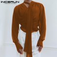 thumbnail image 5 of INCERUN Tops 2024 Estilo americano Camisas de diseño de nudo de moño fino con perspectiva para hombre Blusa de manga larga informal a la moda para hombre S-5XL, 5 of 5