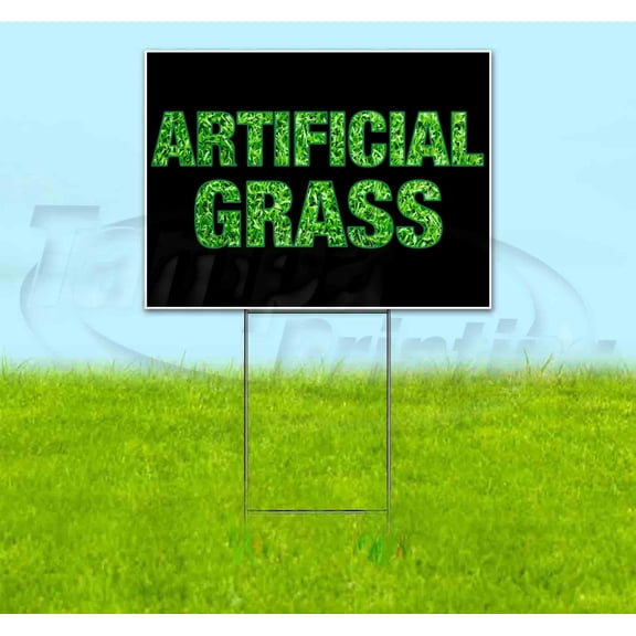 Artificial Grass (18" x 24") Yard Sign, Includes Metal Step Stake