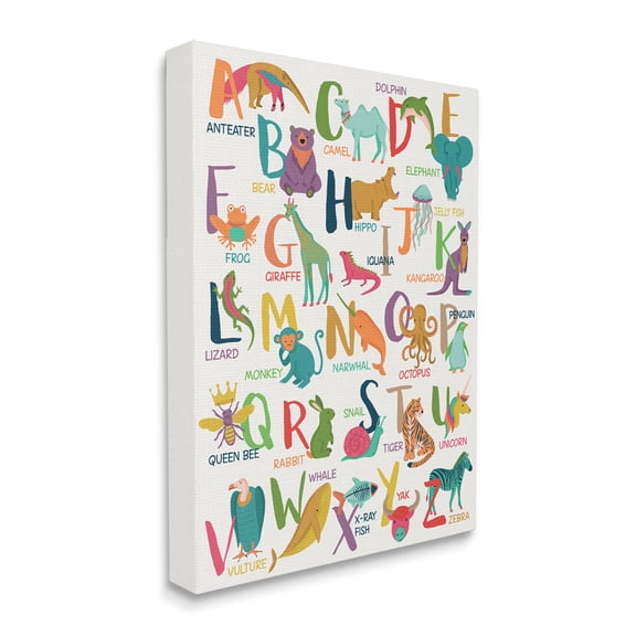 Stupell Industries Joyful Animal Alphabet Kid's Playful ABC Typography, 16 x 20, Designed by Lisa Whitebutton