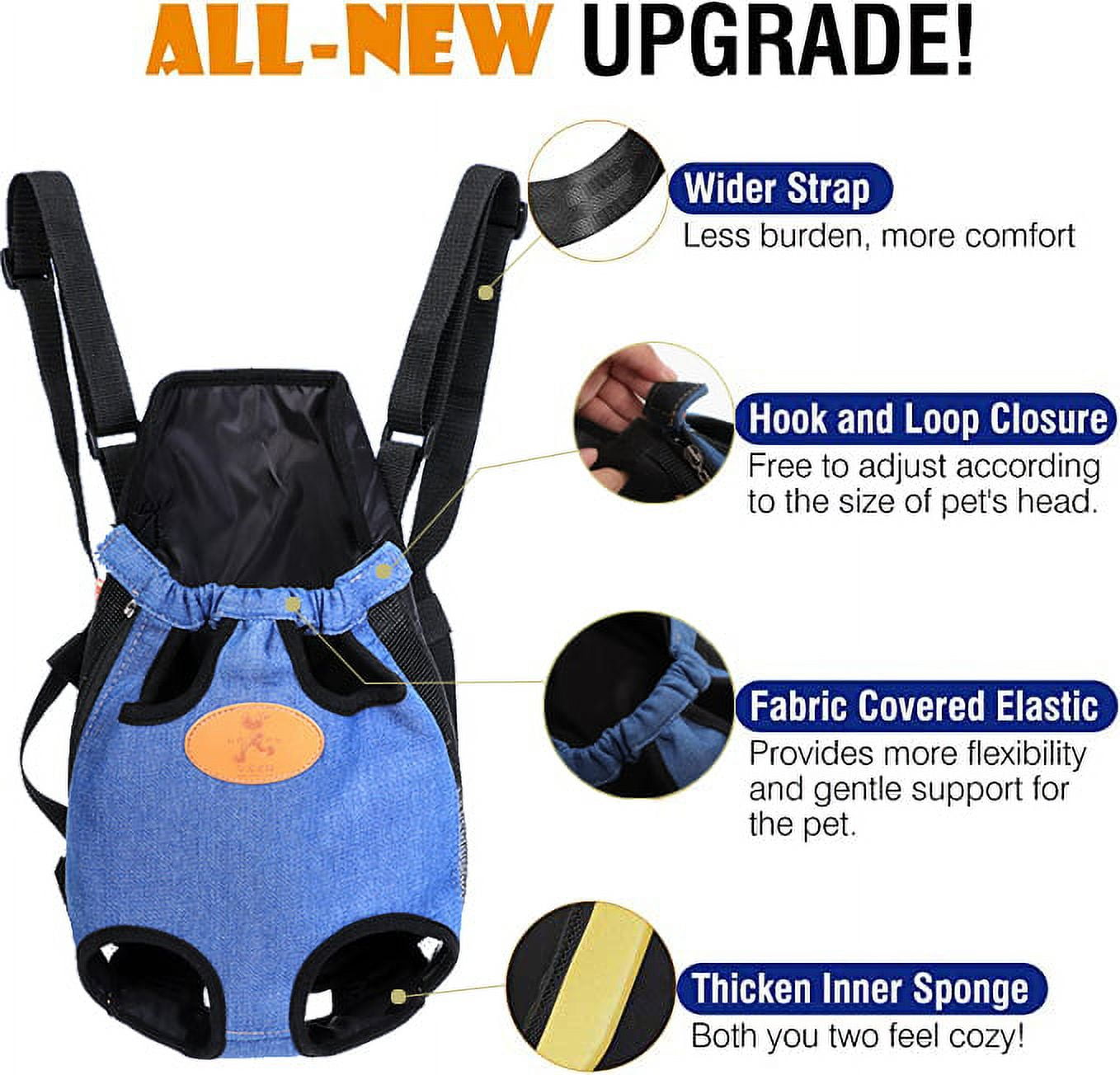 HOOPET Pet Carrier Backpack, Adjustable Pet Front Cat Dog Carrier Backpack Travel Bag, Legs Out, Easy-Fit for Traveling Hiking Camping for Small Medium Dogs Cats Puppies