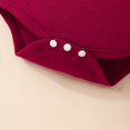 thumbnail image 7 of Coming Home Outfit Girl Newborn Fall 3 Piece Cotton Cute Clothing Set Lace Ruffle Sleeve Letter Romper Floral Pants with Headband, Wine, 0 Months, 7 of 7
