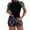 Black, variant on Women's Rash Guard Two Piece Sets Swimsuit UPF 50+ Tropical Hawaiian Print Short Sleeve Swim Shirts with Boyshorts Quick Drying Bathing Suit Swimwears