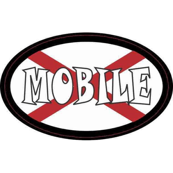 4in x 2.5in Oval Alabaman Flag Mobile Sticker