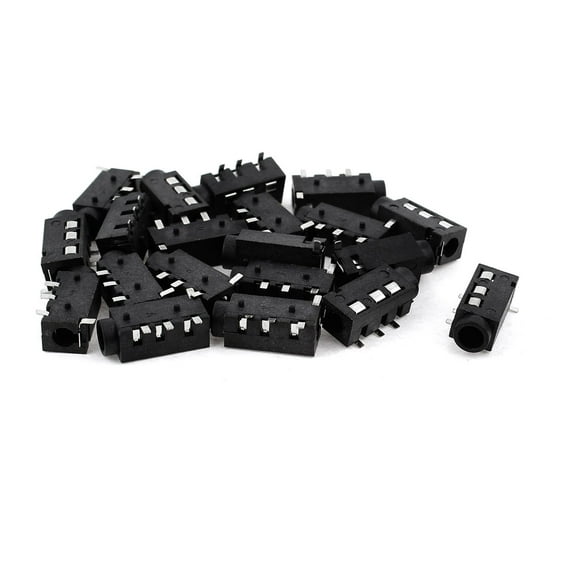20 Pcs PCB Mount 4 Pin Terminals 3.5mm Female Stereo Audio Jack Socket Connector