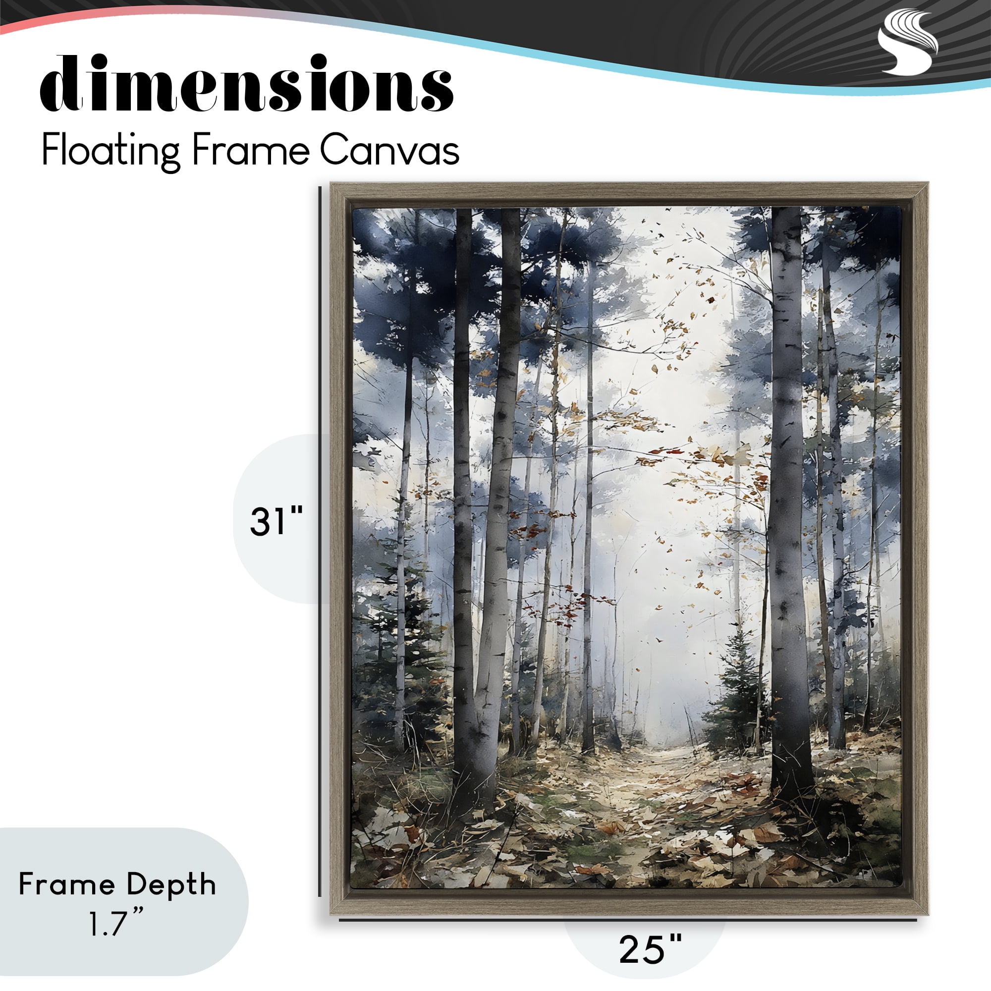 Stupell Industries Cold Woods Birch Forest Brown Framed Floater Canvas Wall Art, design by Franklyn Gregory