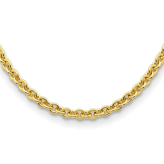 Auriga Fine Jewelry 14K Yellow Gold Polished 7 mm Open Link Cable Chain Necklace for Women 16"