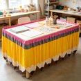 thumbnail image 3 of Pencil Table Skirt Teacher Desk Skirt for Classroom Pencil Table Curtain Tablecloth Cover for Back to School First Day of School Classroom Office Decoration Bookcase Cabinet Banquet 180x75cm, 3 of 3