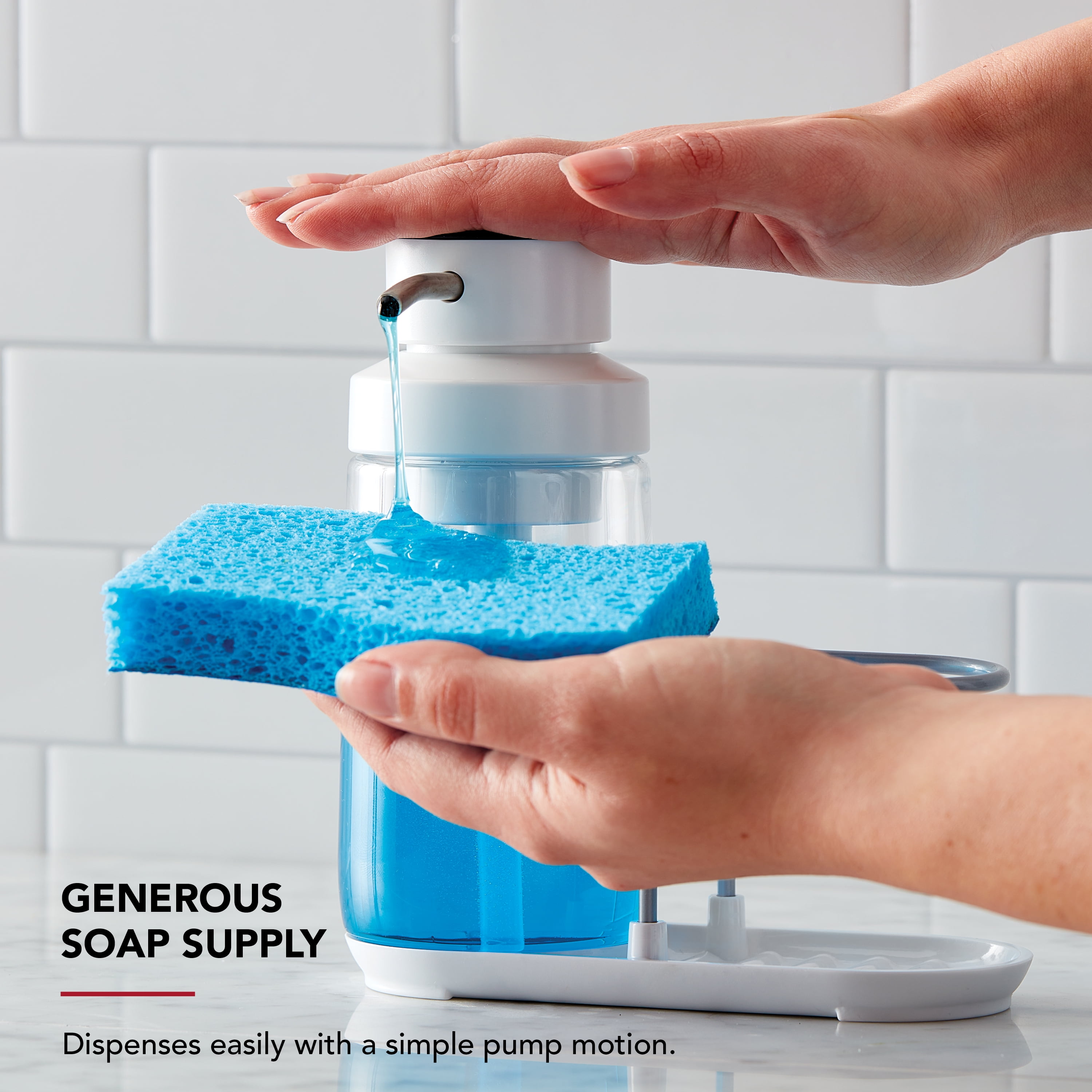 (2 pack) KitchenAid Satin Wire 12 oz White Dish Soap Dispenser and Sponge Caddy