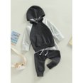 thumbnail image 3 of Bagilaanoe 2Pcs Toddler Baby Boy Long Pants Set Contrast Color Long Sleeve Hoodie Pullover Tops+ Trousers 6M 12M 18M 24M 3T Kids Casual Sweatsuit, 3 of 9
