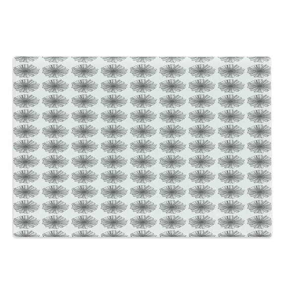 Floral Cutting Board, Repetitive Concept of High Detailed Aster Flower Silhouettes, Decorative Tempered Glass Cutting and Serving Board, in 3 Sizes, by Ambesonne
