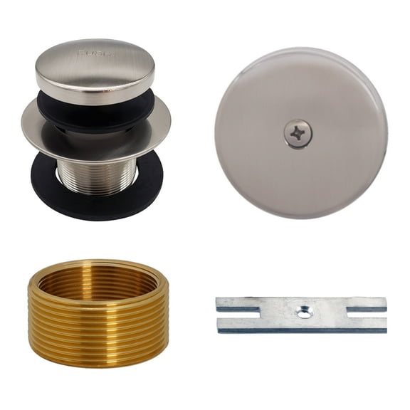 Westbrass Universal 1-3/8" Tip-Toe Bathtub Drain with One-Hole Faceplate and 1-1/2" Adapter, Satin Nickel Nickel