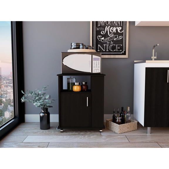 Tuhome Modern Engineered Wood Black Kit Lower Microwave Cabinet