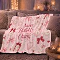 thumbnail image 6 of Sweet Holiday Charm Pink Christmas, Festive Holiday Scene, Warm Flannel Blanket for Living Room and Reading Nook with Detailed Artwork, Art Lovers Christmas Gift, Festive Home Decor, 6 of 9
