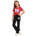thumbnail image 4 of ZOYOEN Toddler Girls Outfits Set- Soft Comfortable Cute Shorts Sleeve T Shirts and Flare Pants Baby Summer Clothes Red Size 6 T, 4 of 5