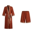 thumbnail image 7 of WAGUTH Mens Bathrobe Set Satin Printed Kimono Robe & Shorts with Belt Lightweight Soft Loungewear, 7 of 7