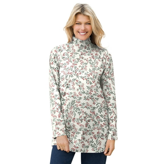 Woman Within Plus Size Mockneck Long-Sleeve Tunic