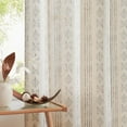 thumbnail image 4 of Curtainking Light Filtering Curtains Geometric Striped Farmhouse Boho Grommet Curtains for Bedroom 52x84 Inch Set of 2 Grey on Beige, 4 of 8