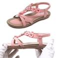 thumbnail image 3 of Zapatos bohemios para caminar zapatos de verano con flores de diamantes de imitación sólidos para mujeres y niñas, 3 of 9