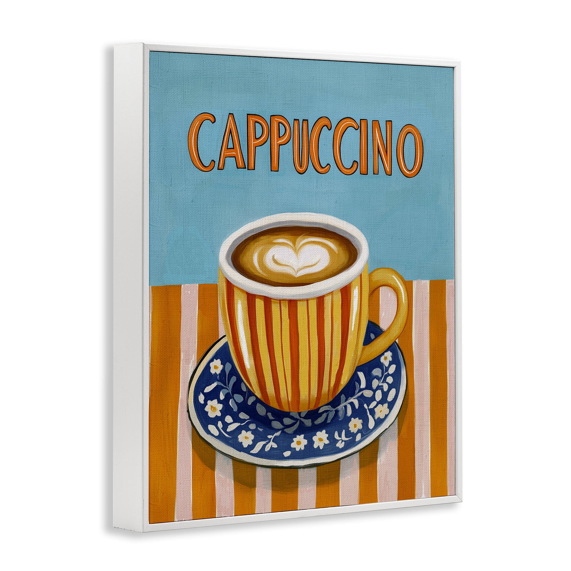 Stupell Industries Cappuccino Stripes Blue & Orange White Framed Giclee Art, design by Yen