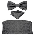 thumbnail image 1 of Silk Paisley Tuxedo Set for Men - Cummerbund, Bow Tie & Pocket Square - Black Formal Wide Elastic Belt for Wedding & Party, 1 of 5