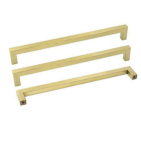 15Pack goldenwarm Gold Drawer Pulls Kitchen Cabinet Hardware - LSJ12GD256 Modern Square Bar Pulls for Furniture Brushed Brass Dresser Handles Closet Door Pull