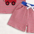 thumbnail image 4 of NOLDARES Patriotic Toddler Boy Outfit Short Sleeve T-Shirt + Elastic Waist Shorts with Pockets 2-Piece Summer Set Independence Day American Flag Print(Red,2-3 Y), 4 of 6