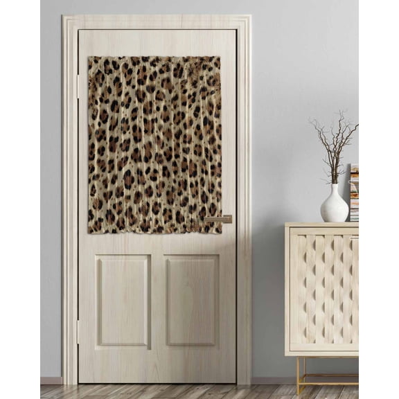 Leopard Prints Blackout Curtains French Door Curtains for Door Window, Modern Geometric Animals Textured Privacy Drapery for Patio/Sidelight Doors, 1 Panel with Tieback, 54 x 40 Inches