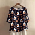 thumbnail image 2 of Godom Halloween Shirts for Women Ghost Graphic Button Oversized T Shirt Short Sleeve Tees Tops, 2 of 7