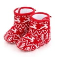 thumbnail image 2 of Juebong Christmas Infant Baby Fleece Lining Booties Newborn Shoes Anti-Slip Soft Sole Warm Infant Toddler Prewalker Boots Red,11, 2 of 7