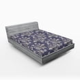 thumbnail image 2 of Ambesonne Roses Fitted Sheet, Blossoming Wild Flowers Retro, Queen Size, Beige and Dark Indigo, 2 of 5