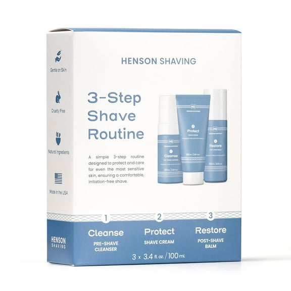 Henson Shaving 3-Step Shave Routine - Face Wash   Shave Cream   Aftershave Balm