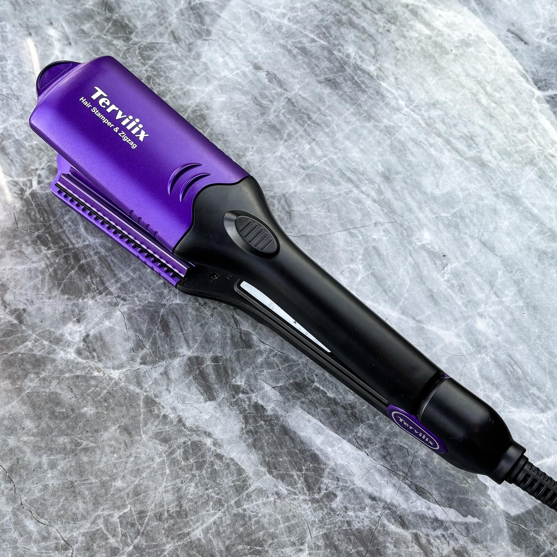 Terviiix Hair Crimper with 4 Changeable Plates, Ceramic Crimping Iron for Hair Styling, Purple