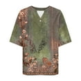 thumbnail image 4 of Xdegoge Short Sleeve Womens Tops Plus Size V Neck T Shirt Floral Printed Summer Tunic Tops Oversized Loose Fit Boho Blouses, 4 of 5