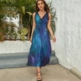 thumbnail image 3 of Purple Galaxy Womens Night Club Maxi Dress V Neck Sleeveless Bohemia Long Dresses, 3 of 9