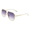 thumbnail image 2 of Unisex Fashion Sunglasses Modern Geometric Square Metal Frame UV400 Gold, Purple, 2 of 4