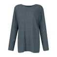 thumbnail image 3 of BDPORKAS Women's Lightweight Sweater Fall Pullover Blouses Casual Long Sleeve Tunic Tops Crewneck Stretch Shirts Dark Blue XXL, 3 of 4