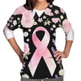 thumbnail image 4 of YOIAVAIOY Black Scrubs for Women, Breast Cancer Awareness Holiday Scrub Tops Short Sleeve V Neck Nurse Shirt Workwear Tunic Blouse Working Uniform with Pockets S, 4 of 5