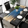 thumbnail image 3 of Blue Gold Table Runner 72 Inches Long, Modern Street Art Splatter Foil Painting Kitchen Coffee Dining Table Decoration for Home Party Birthday Wedding Home Decor 18x72 Inches, 3 of 8