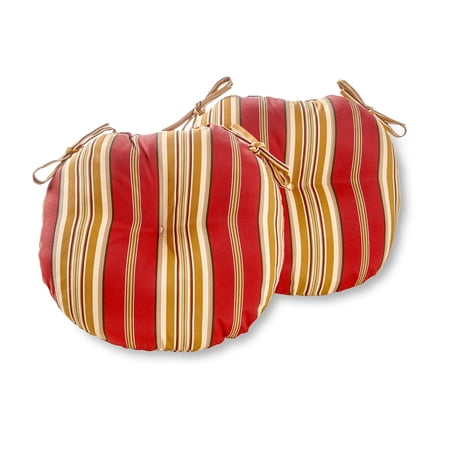 Greendale Home Fashions Roma Stripe 15 in. Round Outdoor Reversible Bistro Seat Cushion (Set of 2)