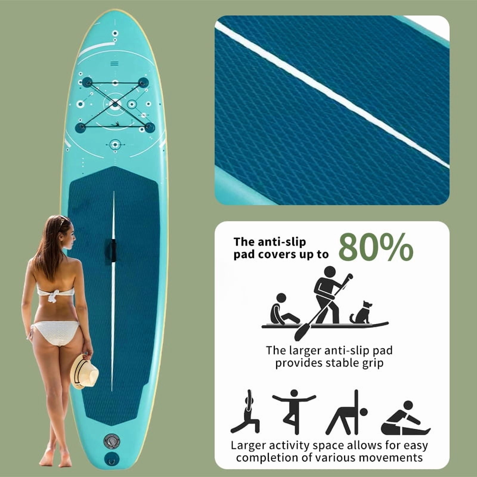 LeikeFitness Inflatable Stand Up Paddle Board with Paddle Pump Backpack Leash Lightweight Durable Green