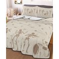 thumbnail image 3 of Quilts Twin Size, Musical Skeleton Halloween Soft Comforter Bedding Set for Bed, Beige Bat Bow Lightweight Quilted Bedspread with Pillow Cover(2 Pieces) for All Season, 68x86 Inch, 3 of 7