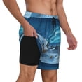 thumbnail image 2 of Naloa Mountain Cottage In Snow Print Men Swim Trunks with Compression Liner ,Board Shorts,Men's Swim Shorts with Drawstring and Elastic Waistband-Medium, 2 of 6