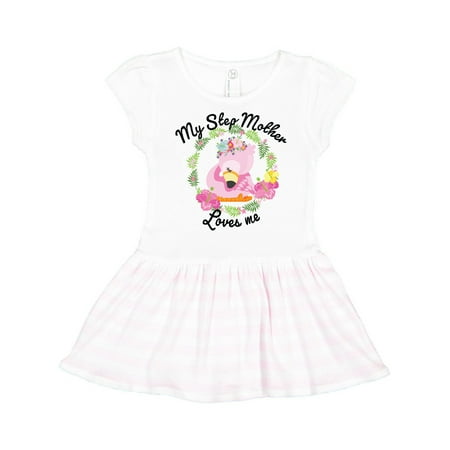 

Inktastic Baby Flamingo My Step Mother Loves Me in Flower Wreath Gift Toddler Girl Dress